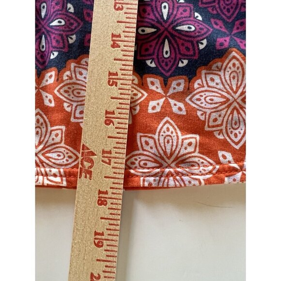 Hatley blue pink paisley boho comfy mini skirt L elastic waist outdoor stretch - Picture 7 of 9